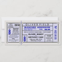 Stadium Ticket Baseball Blue Birthday