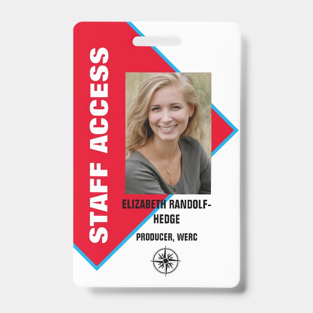 STAFF ACCESS PHOTO I.D. SECURITY PASS ID BADGE (Front)