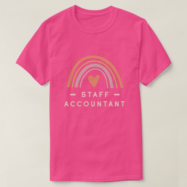 Staff Accountant Boho Casual Rainbow Dark Design T-Shirt (Design Front)