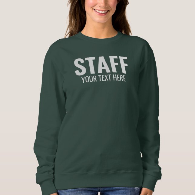 Staff Add Logo Text Here Womens Deep Forest Green Sweatshirt (Front)