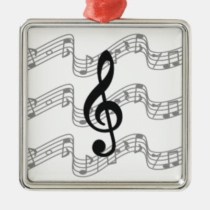 Staff and Treble Clef Metal Tree Decoration