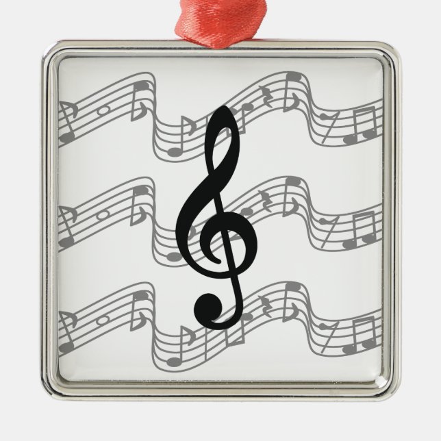 Staff and Treble Clef Metal Tree Decoration (Front)