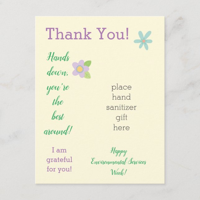 Staff appreciation week hand sanitizer gift card (Front)