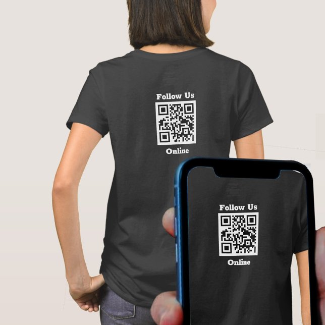 Staff Clothing. Follow Us Online. QR Code on a T-Shirt (Creator Uploaded)