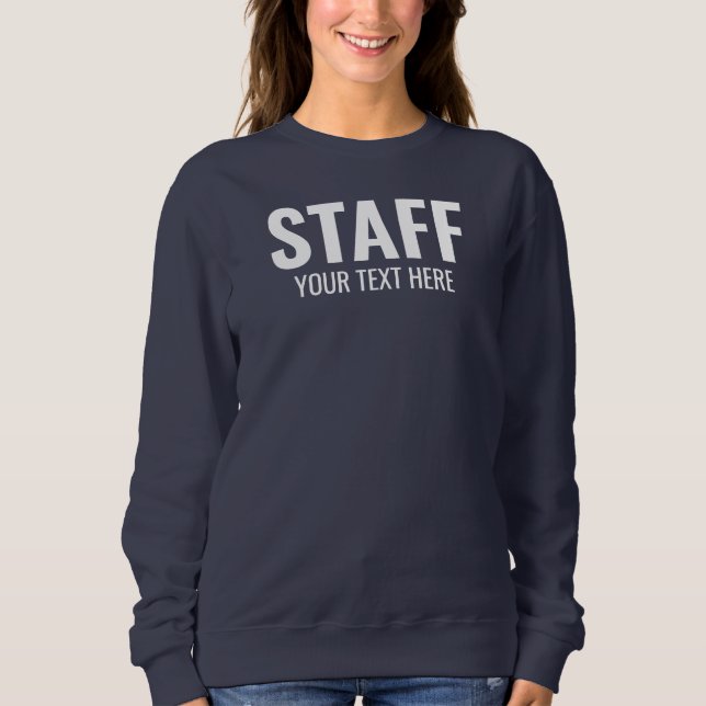 Staff Crew Add Logo Text Here Womens Navy Blue Sweatshirt (Front)