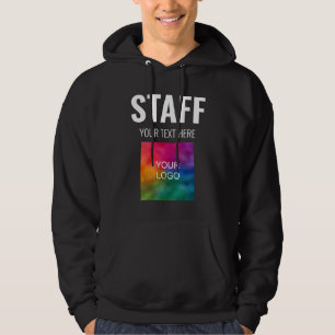 Staff Crew Member Add Logo Text Here Mens Black Hoodie