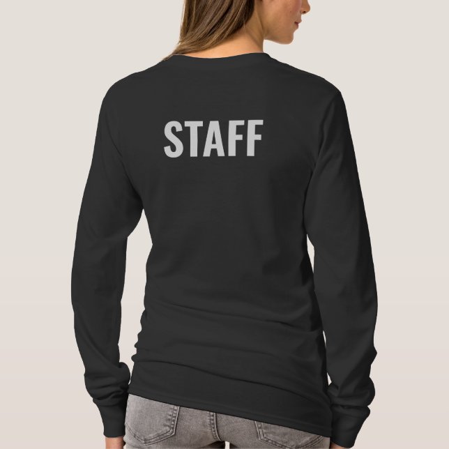 Staff Crew Member Womens Long Sleeve Black T-Shirt (Back)