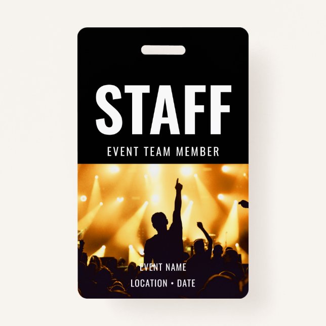 Staff Custom Event or Concert Name  ID Badge (Front)