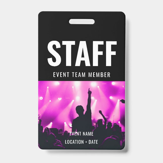 Staff Custom Name All Access Pass ConcertStaff Cus ID Badge (Front)