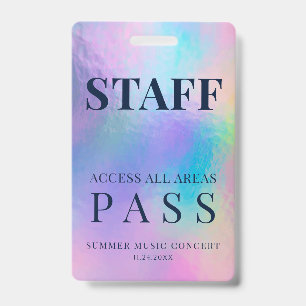 Staff Employee Pass Holographic Event ID Badge