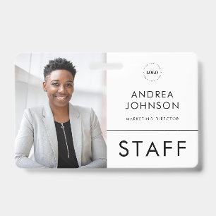 Staff Employee Photo ID Card with Custom Logo Text Badge