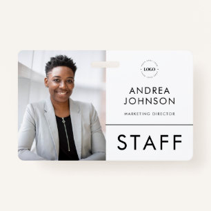 Staff Employee Photo ID Card with Custom Logo Text ID Badge