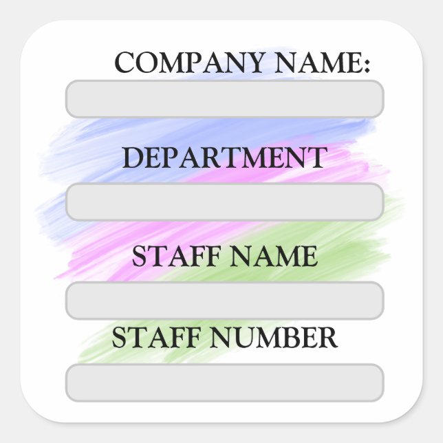 STAFF LABEL STICKER FOR COMPANY USE (Front)