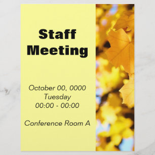 Staff Meeting Flyers Yellow Autumn Leaves Office