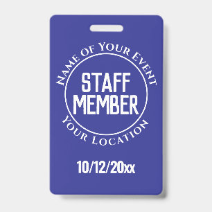Staff Member Badge ID Badge