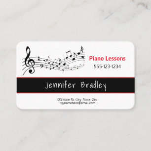 Staff Musical Notes, Piano Teacher Business Cards