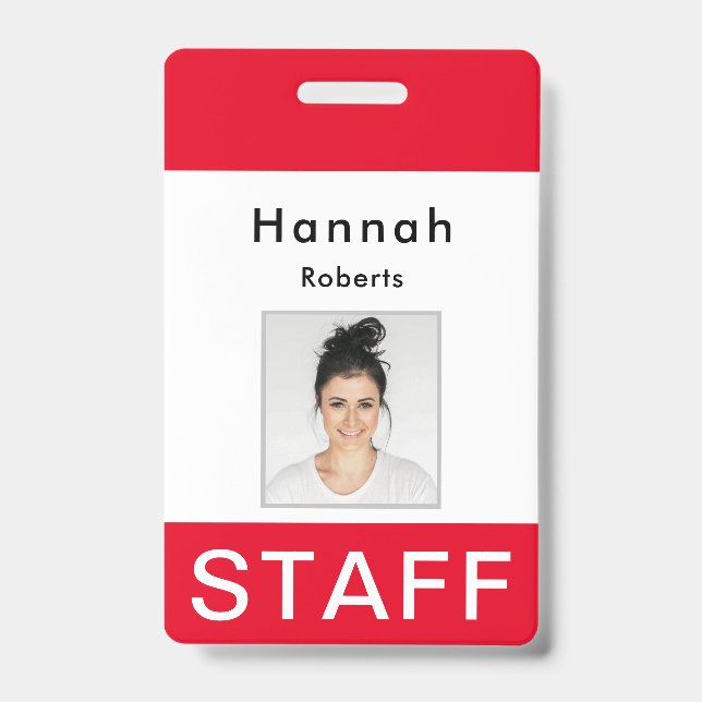 Staff Name Badge Custom Image ID Badge (Front)