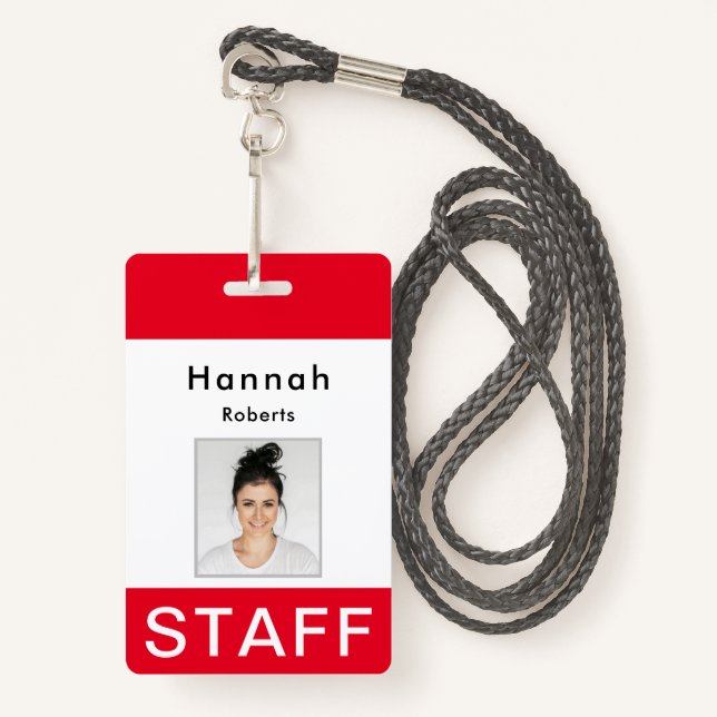 Staff Name Badge Custom Image ID Badge (Front with Lanyard)