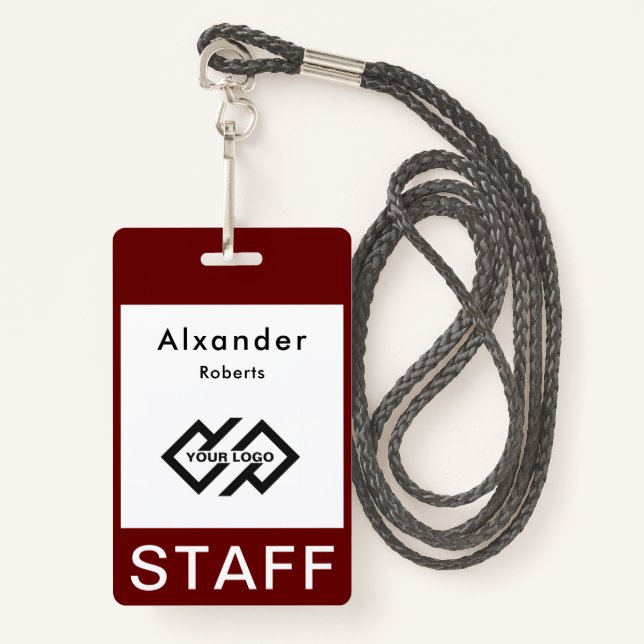 Staff Name Badge Custom Logo ID Badge (Front with Lanyard)