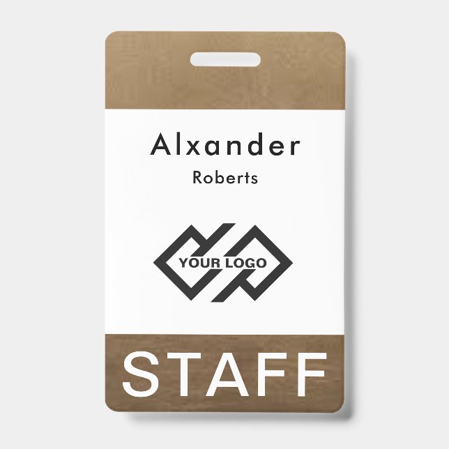 Staff Name Badge Custom Logo ID Badge (Front)