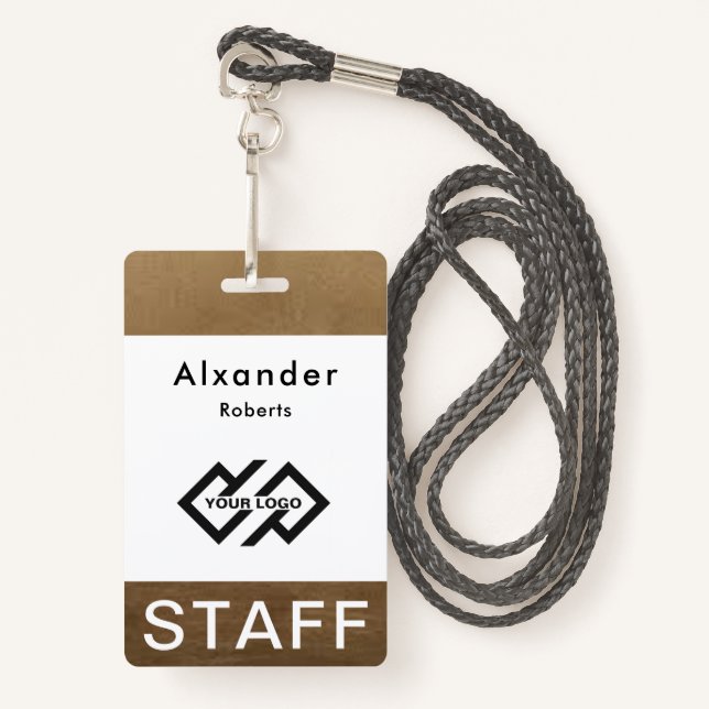 Staff Name Badge Custom Logo ID Badge (Front with Lanyard)