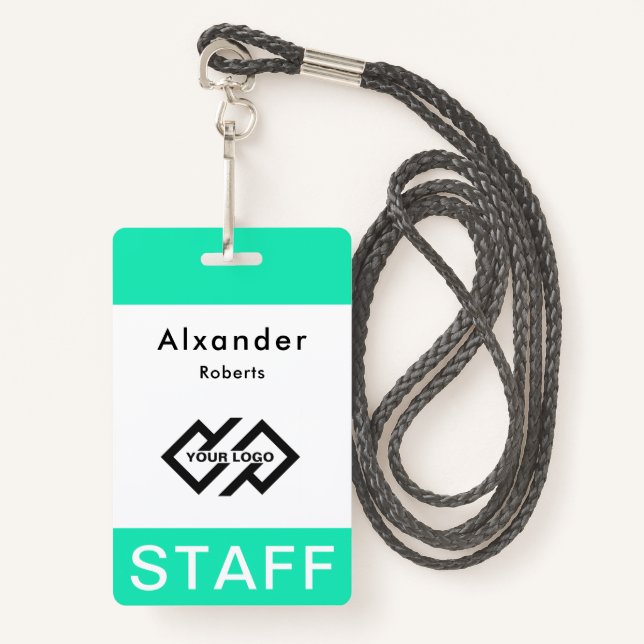 Staff Name Badge Custom Logo ID Badge (Front with Lanyard)