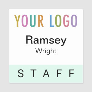 Staff Name Tag Company Logo Square Pin Mint Green