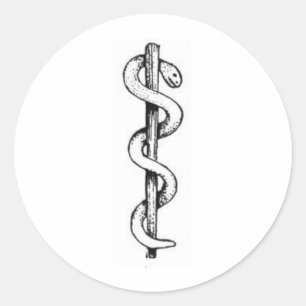 Staff of Asclepius Classic Round Sticker