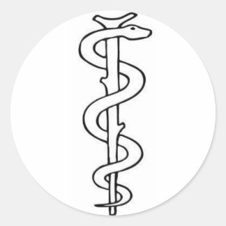     Staff of Asclepius Classic Round Sticker