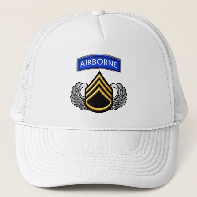 Staff Sergeant SSG Airborne Trucker Hat (Front)