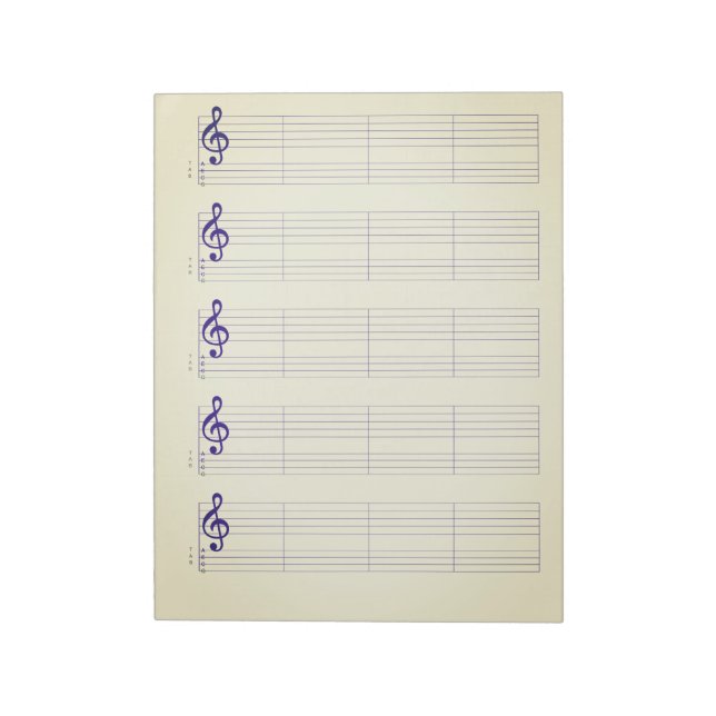 Staff & Ukulele Tab Paper – Printable Template Notepad (Rotated)