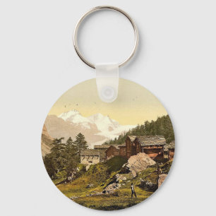 Staffel Alp and Rimpfischhorn, with chalets, Valai Key Ring