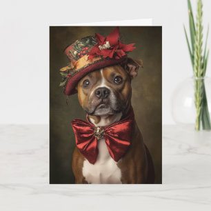 Staffie Christmas Card Elegant Victorian Dog