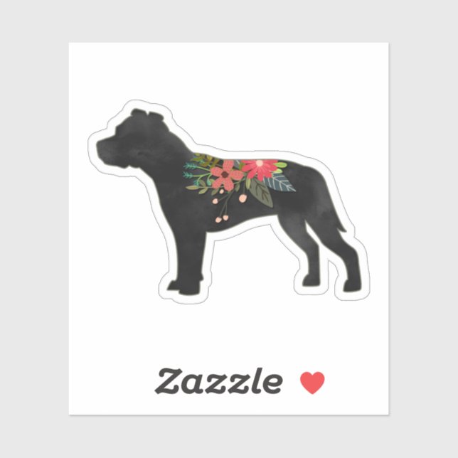Staffie Dog Breed Boho Floral Silhouette (Sheet)