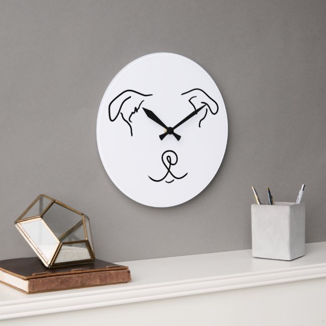 Staffie Dog Round Clock (Office)