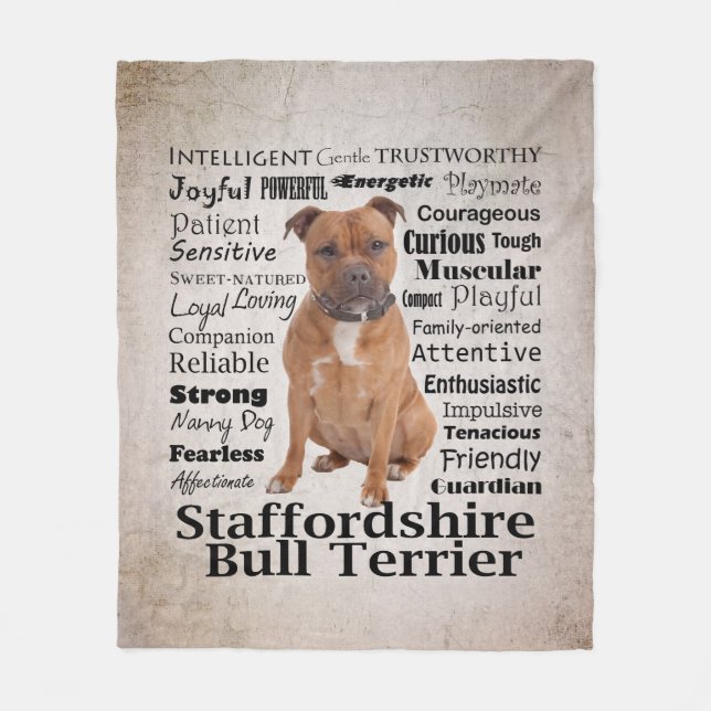 Staffie Traits Fleece Blanket (Front)