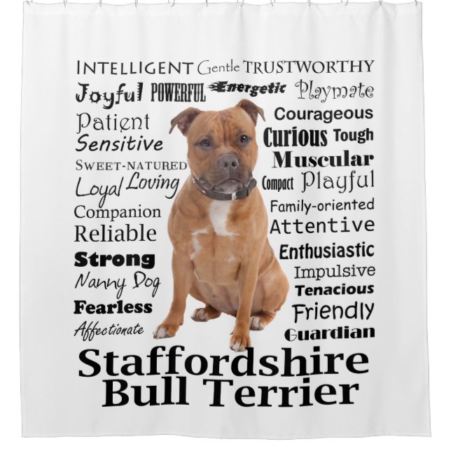 Staffie Traits Shower Curtain (Front)