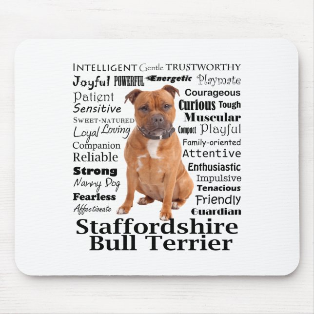 Staffie Traits T Shirt  Mouse Mat (Front)