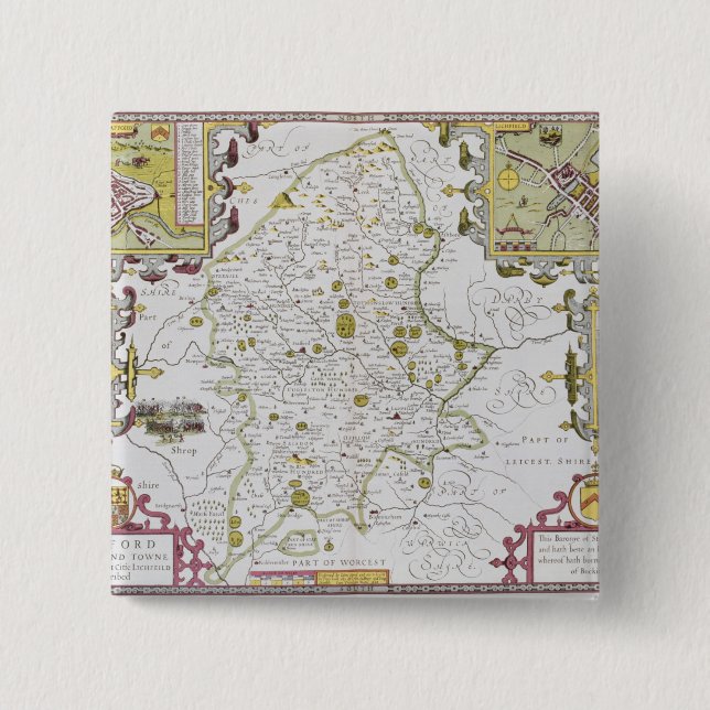 Stafford County and Town, engraved by Jodocus 15 Cm Square Badge (Front)