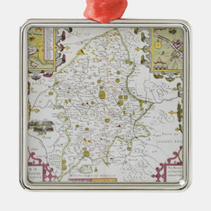 Stafford County and Town, engraved by Jodocus Metal Tree Decoration