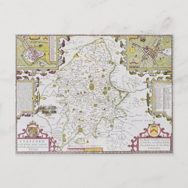 Stafford County and Town, engraved by Jodocus Postcard (Front)