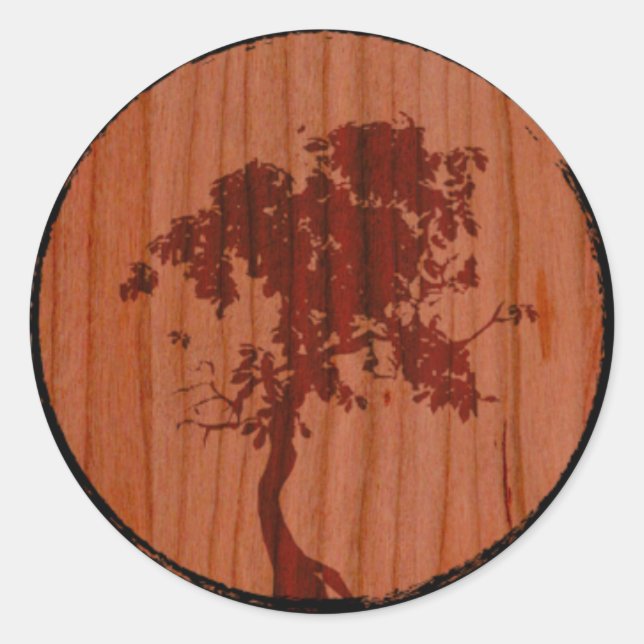 Stafford Custom Woodworks Tree Logo Classic Round Sticker (Front)
