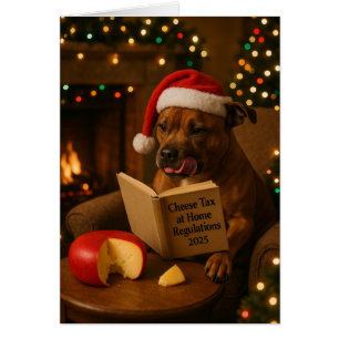 Staffordshire Bull 'Cheese Tax' Christmas card