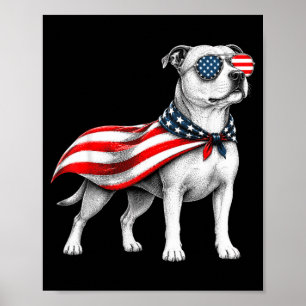 Staffordshire Bull Terrier 4th Of July Aamerican Poster