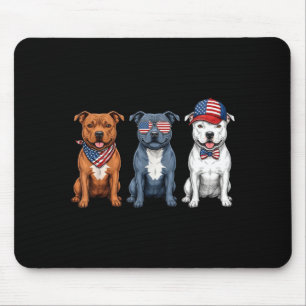 Staffordshire Bull Terrier 4th Of July Flag Dog Mouse Mat
