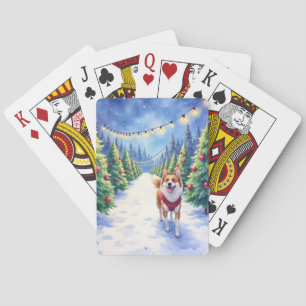 Staffordshire Bull Terrier at Christmas Tree Farm  Playing Cards