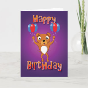 staffordshire bull terrier - balloons - happy bday card