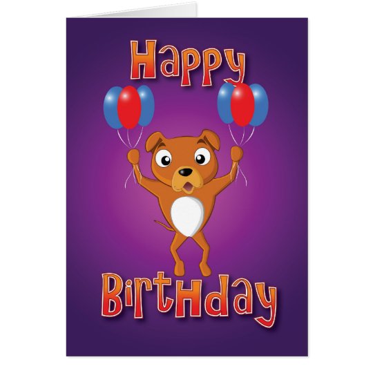 staffordshire bull terrier - balloons - happy bday card