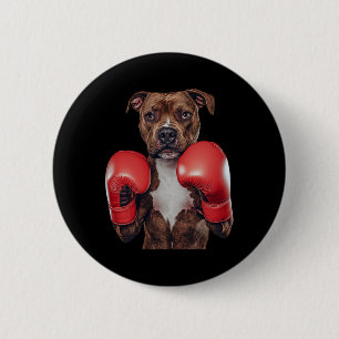 Staffordshire Bull Terrier Boxing 6 Cm Round Badge