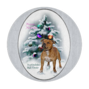 Staffordshire Bull Terrier Christmas Cutting Board